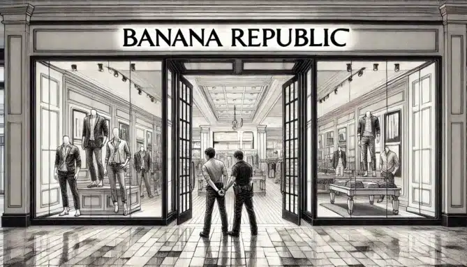 man being arrested for shoplifting from Banana Republic in Miami